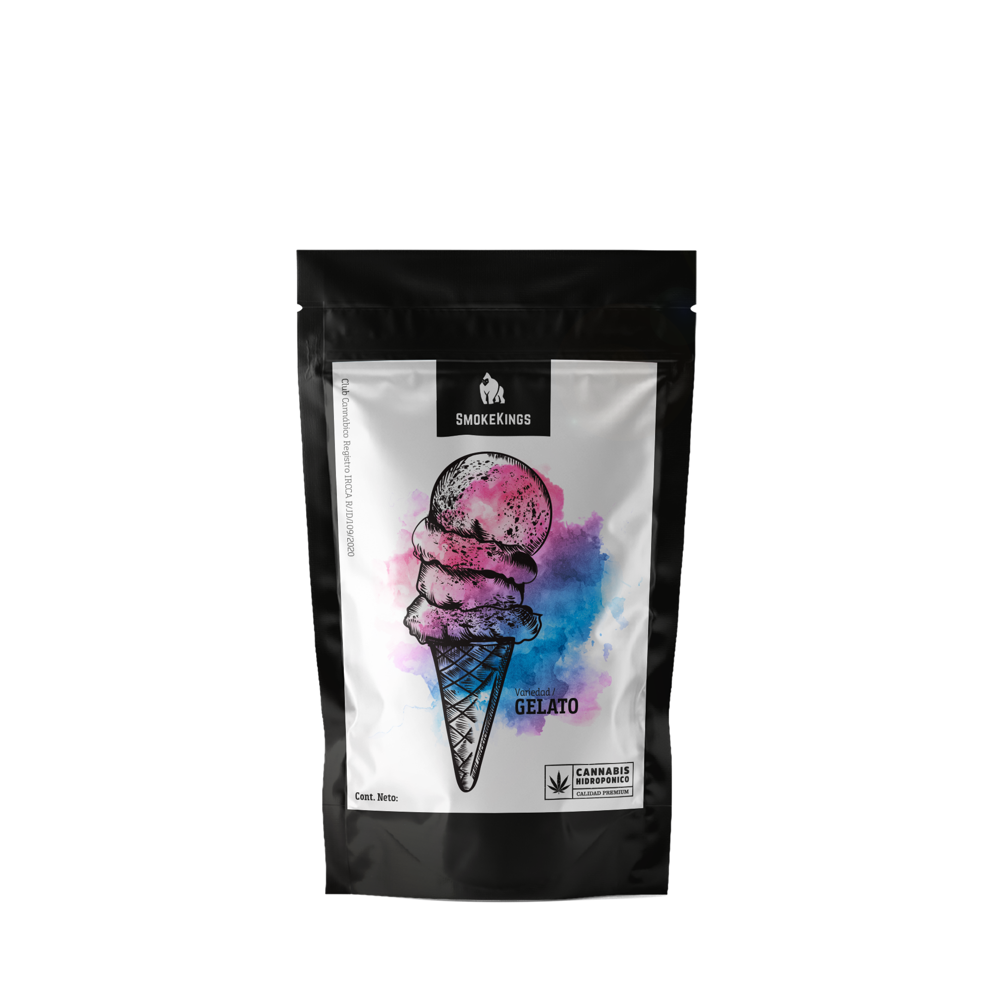 Mockup de packaging Gelato SmokeKings